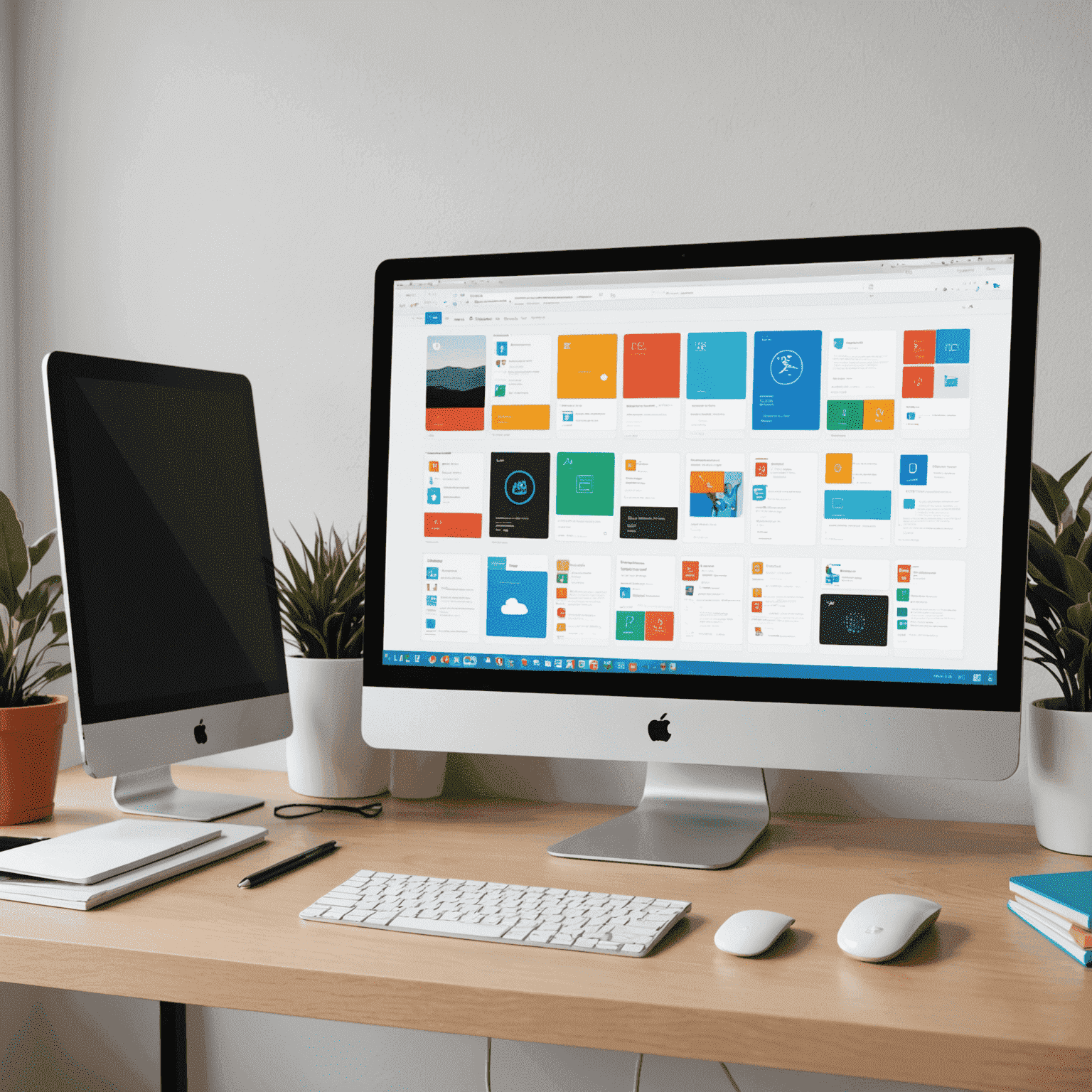 A clean, organized desktop screen with neatly arranged icons and folders, representing a decluttered digital life